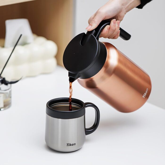 Термоглечик для кави 1,5 л з двостінної нержавіючої сталі, мідний Tiken