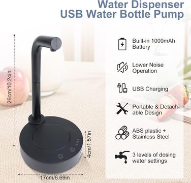 Диспенсер для води для 6-галонних пляшок чорний TBRFP