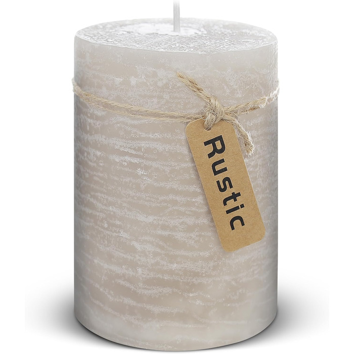 Набір із 4 свічок-стійок Brandsseller, 7 x 10 см фарбовані та виготовлені з парафіну сільські свічки з тривалим часом горіння декоративні свічки для прикраси столу, Різдва та вечірок (9 x 15 см набір із 4 шт. , сіро-коричневого кольору)