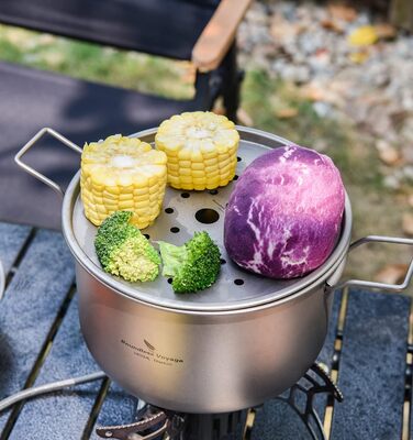 Наружная титановая посуда 1,4 л 1,6 л 2,4 л Кастрюля для соуса Голландская печь для 1-3 человек Легкий портативный дорожный горшок Кухонный набор Туристическое снаряжение (2400 мл Pot L-ti2108c)