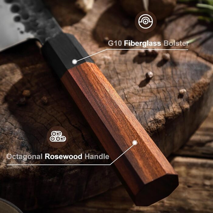 Набір ножів Sunnecko, професійний набір кухонних ножів із 3 предметів - набір ножів шеф-кухаря, набір кухонних гострих ножів, набір ультрагострих ножів шеф-кухаря з ножем кухаря 20 см, ножем для нарізання 17 см і ножем для шкірки 9 см