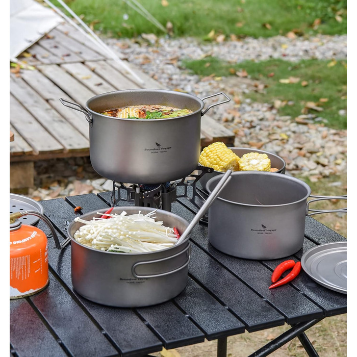 Відкритий титановий посуд 1,4 л 1,6 л 2,4 л Горщик для соусу Голландський горщик для 1-3 осіб Легкий портативний туристичний горщик Набір для приготування їжі Туристичне обладнання (1,4 л, 1,6 л і 2,4 л каструля для соусу -Ti2109C)