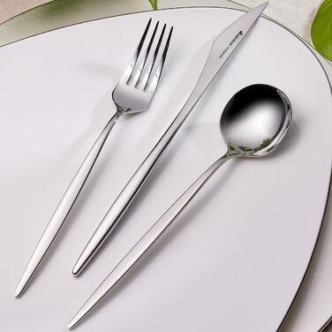 Новий набір столових приборів Karaca Porto Elegance з 60 предметів на 12 осіб, столові ложки, столові виделки, преміальна якість, здорові та гігієнічні, сучасний дизайн, тест набору столових приборів з нержавіючої сталі