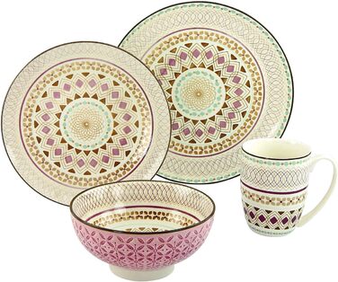 Серія MANDALA, Набір посуду з керамограніту (Singleset - коричневий, 4 шт. и, одинарний), 20310