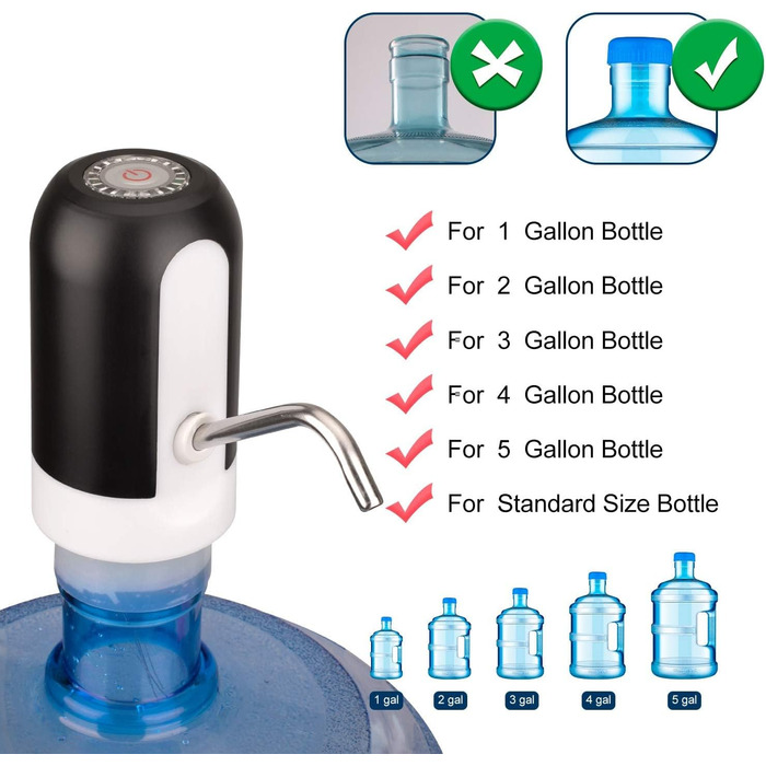 Електричний диспенсер для пляшок з водою чорно-білий zalati