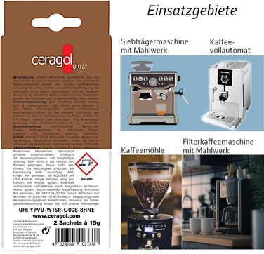 Засіб для чищення кавомолок 2 х 15 г ceragol ultra