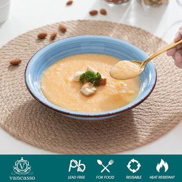 Плоская тарелка из 6 предметов, Ø 18,8 см Набор десертных тарелок для макаронных изделий (8,3 дюйма, синяя серия01)