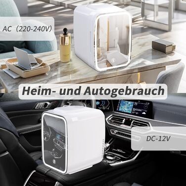 Міні-холодильник зі світлодіодним дзеркалом 4 л білий YASHE