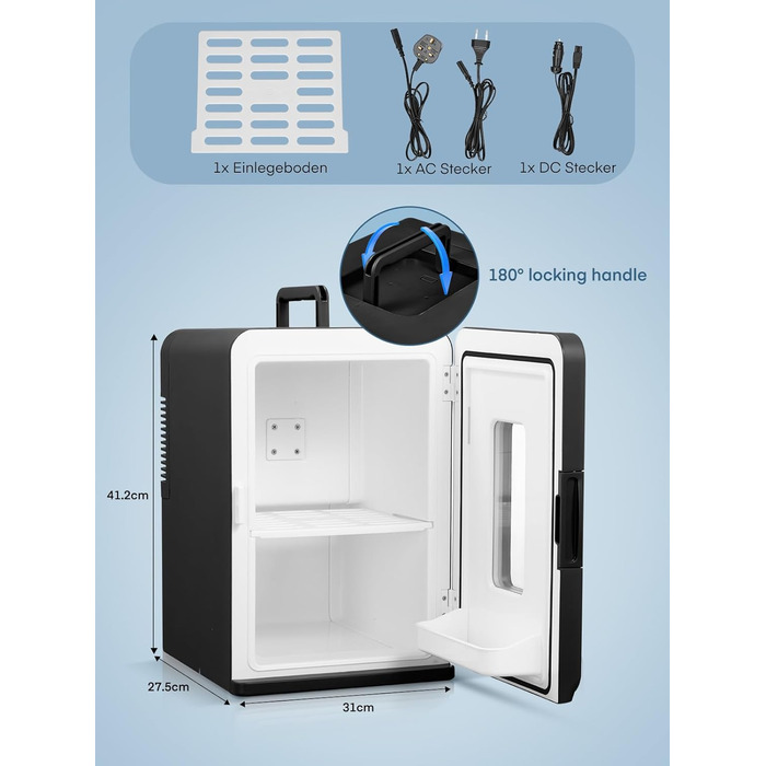 Міні-холодильник з функцією охолодження 15 л чорний FOHERE