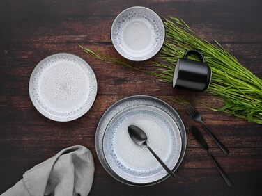 Серія Nordic Fjord набір посуду з 18 предметів, набір керамічних тарілок (комбінований сервіз 30 шт. , іній), 21551