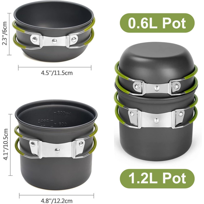 Набор посуды для кемпинга из 9 предметов, мини-кемпинговая печь Odoland