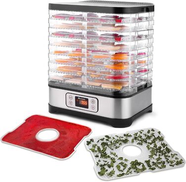 Дегідратор на 8 полиць, 400 Вт сріблястий COOCHEER