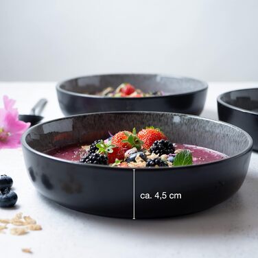 Из фарфора антрацита Buddha Bowl Bowl на 6 персон Как суповая тарелка, салатница и набор миска для хлопьев, 6 шт., Smoothie Bowl
