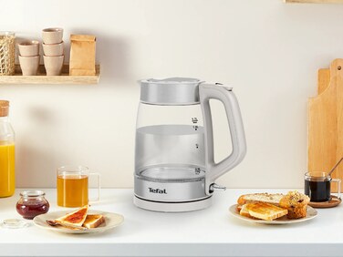 Tefal Электрочайник Glass Kettle 1.7л, стекло, с подсветкой, серебристо-серый