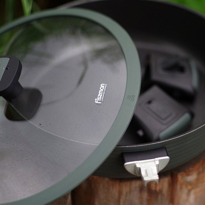 Сотейник Fissman BRILLIANT 28x7,5 см / 4,1л зі знімними ручками та скляною кришкою (14386)