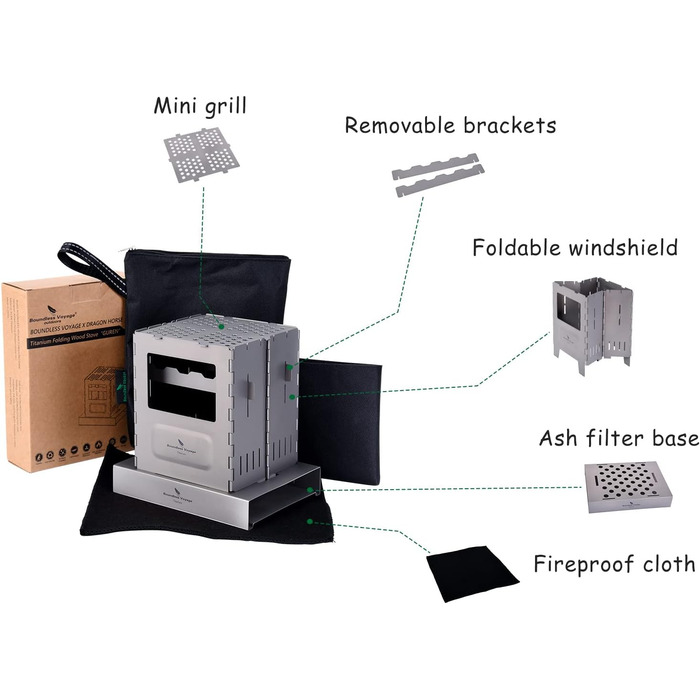 Складная дровяная печь с креплением для наружного отдыха, кемпинга Boundless Voyage