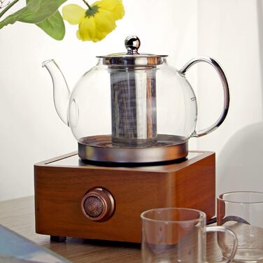 Термостойкий чайник из прозрачного стекла со семным ситечком, 1,2л TOYO HOFU