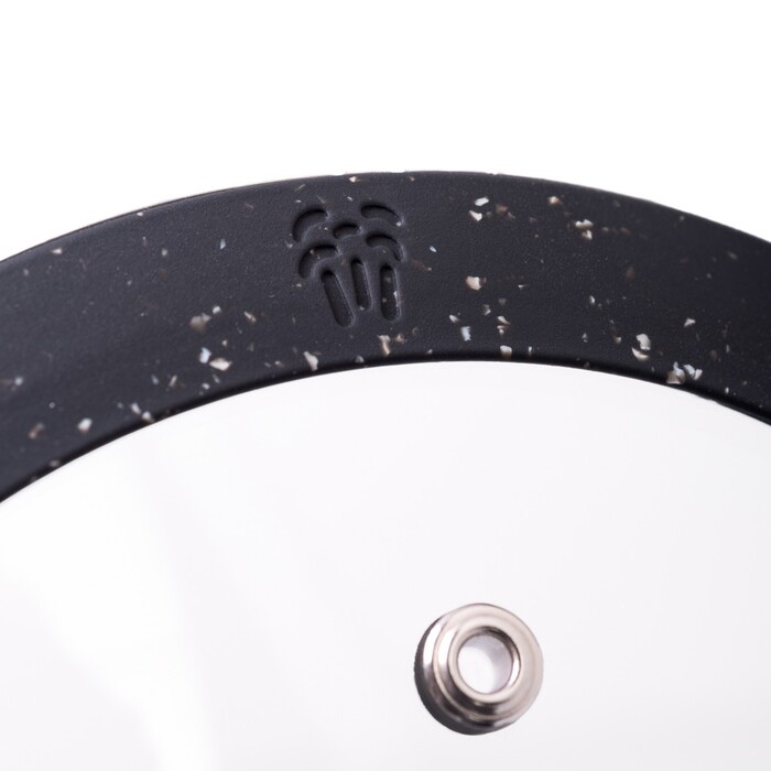 Крышка Fissman 22 см ARCADES с 'мраморным' силиконовым ободком черный цвет стекло (19902)