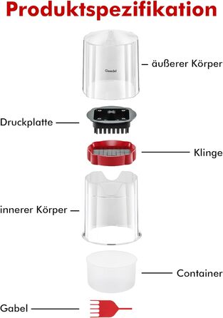 Измельчитель картофель фри с 2 режущими ножами Geedel