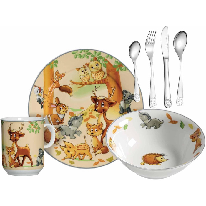 Набір дитячого посуду та столових приборів, 7 предметів Лісові тварини Ritzenhoff & Breker