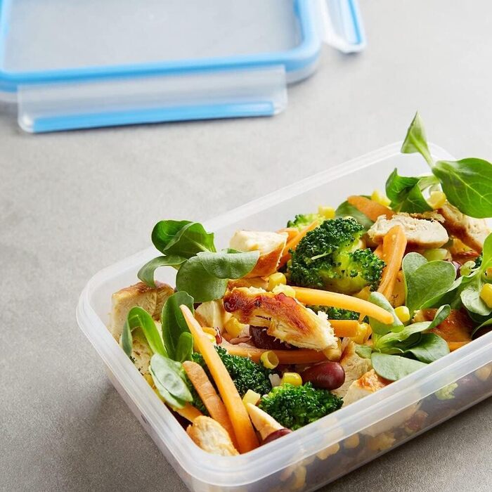 Набір контейнерів для зберігання продуктів EMSA Clip & Close, прямокутні, 5 x 0,8 л, коробки для зберігання, 100 герметичні, придатні для миття в посудомийній машині, морозильної камери та мікрохвильової печі, прозорі, сині, зроблені в Німеччині, N10307 (