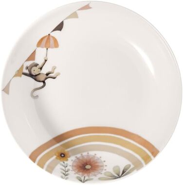 Дитяча тарілка Boho Kids 'Roar Like A Lion', порцелянова тарілка в стилі бохо, тарілка для дитячого посуду, діаметром 21,5 см, можна мити в посудомийній машині, можна використовувати в мікрохвильовій печі, різнокольорова (Assiette profonde pour enfants)