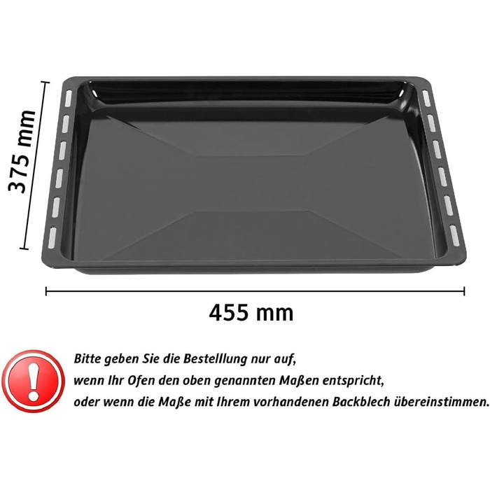 См, набір форм для випікання та решіток, глибока емальована сковорідка 3 см та хромована решітка для духовки та плити, стійка до подряпин та корозії, чорна (антипригарне покриття 455 x 30 мм), 45,5 x 36
