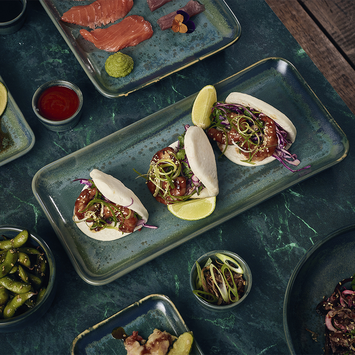 Блюдо прямоугольное 36*16.5 см, зеленое, Terra Porcelain Aqua Green, GenWare