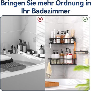 Набір кутових полиць для душу, 3 предмети, чорний YASONIC