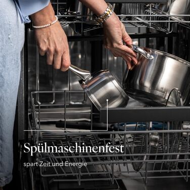 Набір посуду FLORINA 4 предмети Нержавіюча сталь 18/0 Кришка із загартованого скла Для індукційних, газових, електричних та керамічних варильних поверхонь Можна мити в посудомийній машині Високоякісний набір посуду для кожної кухні (8 предметів, Harry)