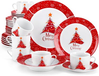 Порцеляновий різдвяний набір посуду на 6 осіб, 30 предметів VEWEET