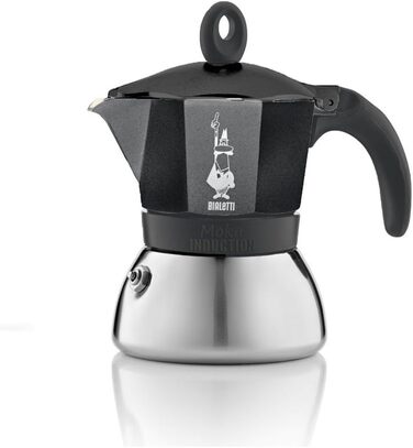Мока-пот, Підходить для всіх плит, Еспресо (150 мл), (3 чашки, Moka Induction, Чорний)