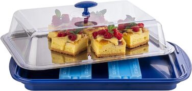 Предметів Високоякісний набір лотків, що складається з міцної оболонки, підноса з нержавіючої сталі, двох батарей охолодження та витяжки для зберігання продуктів, транспортування та перенесення вантажів із силікону, (синій), 6