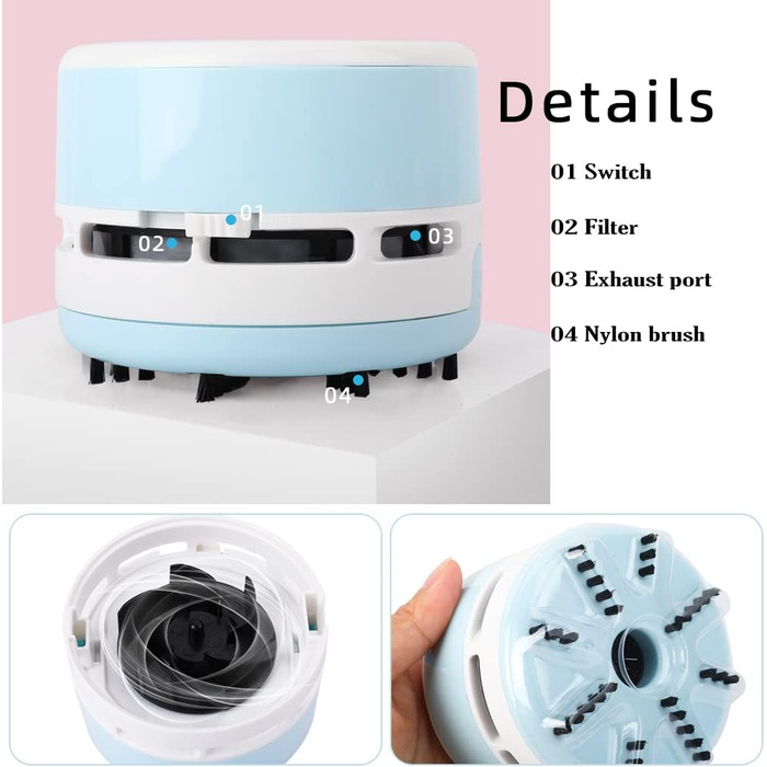 Міні-пилосос бездротовий 3 Вт білий-синій FineInno