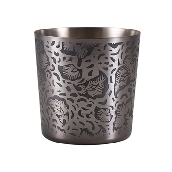 Склянка сервірувальна, 8.5х8.5 см, 420 мл, чорна, з квітковим малюнком, GenWare