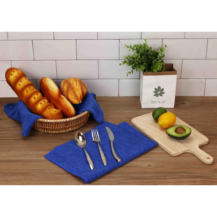 Набір з 8 кухонних рушників з мікрофібри, мяких, суперабсорбуючих і безворсових кухонних рушників, 45 x 65 см (палацово-блакитний)