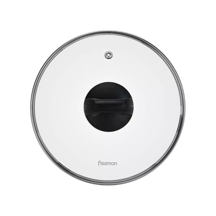 Крышка Fissman 24 см со стальным ободком, цвет ЧЕРНОЕ стекло (19892)