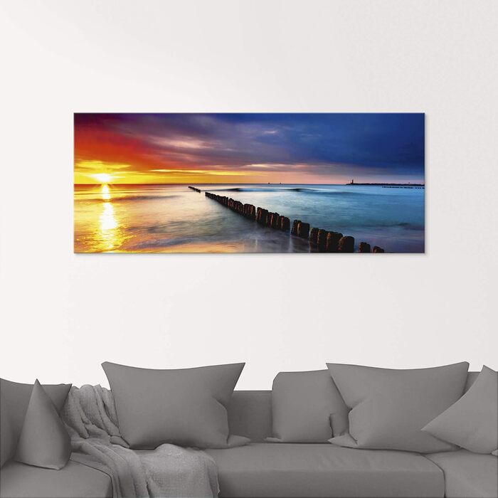 Настінний декор скляні картини настінна картина скляна картина цільна 40x40 см квадрат пляж море сонце карибський пейзаж узбережжя схід сонця морський S7LE (Балтійське море Пляж 2, 20Д x 20Ш см)