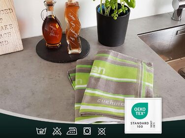 Набір кухонних рушників ZOLLNER із 4 бавовняних рушників 50x70 см поглинаючі та міцні кухонні рушники можна прати до 60C мятні смужки якість для громадського харчування сертифіковано Oeko-Tex (зелений)