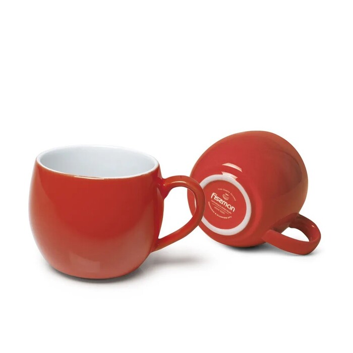 Комплект з двох кухлів Fissman 320 мл кераміка помаранчевий (9522)