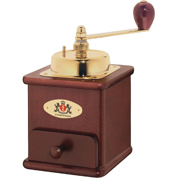 Ручна кавомолка Zassenhaus BRASILIA Бук 12 x 12,5 x 20 см для помелу кавових зерен Плавне регулювання помелу з оригінальною кавомолкою Zassenhaus (червоне дерево)