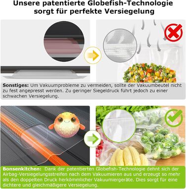 Вакуумний пакувальник з нержавіючої сталі та 2 вакуумних рулони, 15 л/хв 125 Вт Bonsenkitchen