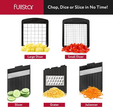Овочерізка мандоліна, овочерізка, нарізка для огірків, нарізка для цибулі, картоплерізка, фрукторізка, терка для овочів та сиру, різак для жульєну (все в 1, чорний колір)
