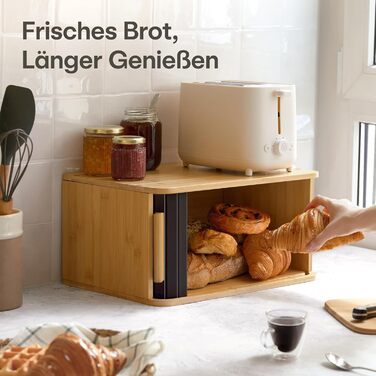 Хлібница з розсувними дверцятами 40 х 28 х 20 см чорний Praknu