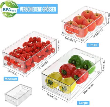 Набір холодильників-органайзерів 9 упаковок (3 розміри) Холодильник-органайзер, кухонний органайзер для комори, морозильної камери, шафи, ящика, офісу (3 розміри 6 упаковок)