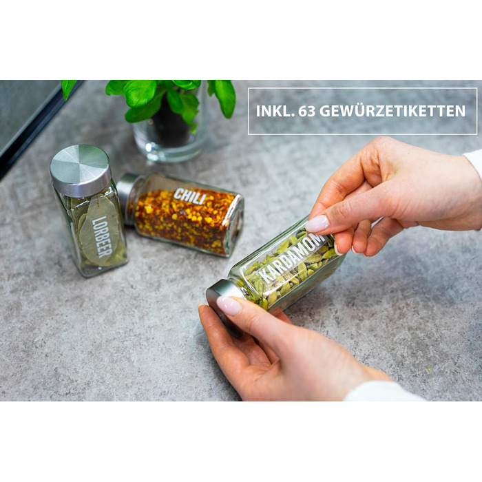 Набір з 18 баночок для спецій з настінними полицями DEKOFY