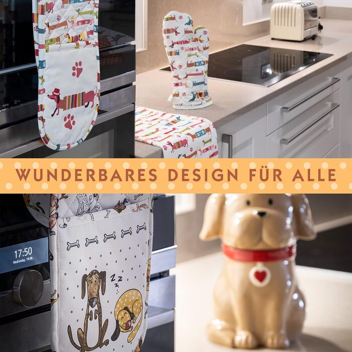 Набір з 2 рукавичок для духовки 35 х 17 см, різнокольоровий SPOTTED DOG GIFT COMPANY