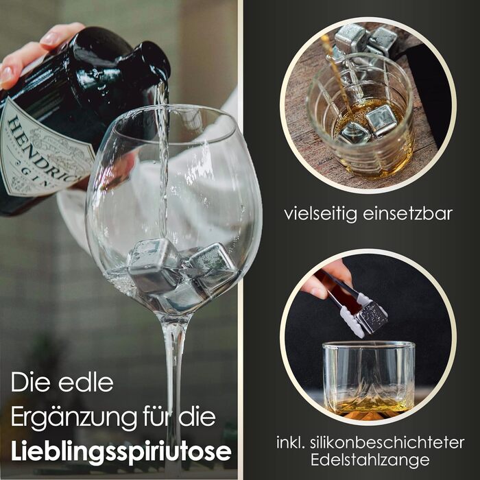 Камені для віскі багаторазового використання з щипцями, 9 предметів Beyond