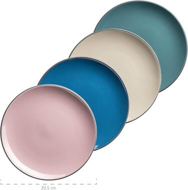 Набір посуду Mser, керамограніт Maila рожевий/сірий/синій/зелений, набір на 4 особи (бірюзовий / темно-рожевий / бежевий / темно-синій)