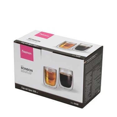 Комплект з двох склянок Fissman BONBON 350 мл жароміцне скло з подвійними стінками (6448)